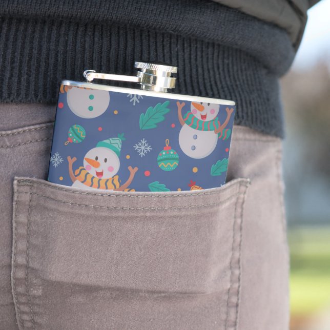 Cute Holiday Snowman  Flask (In Situ)