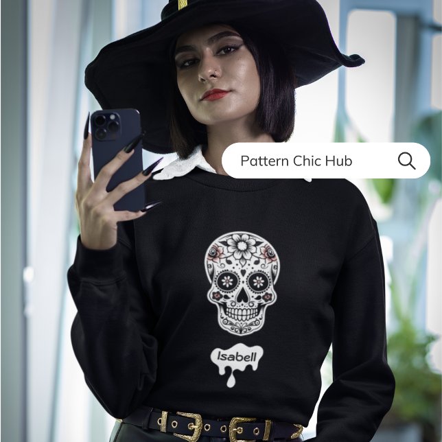 Cute Holiday Sugar Skull Fall Winter Halloween  Sweatshirt (Creator Uploaded)