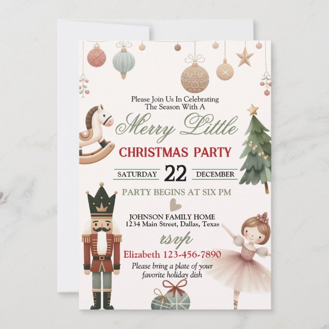 Cute Holiday Theme Christmas Party Invitation (Front)