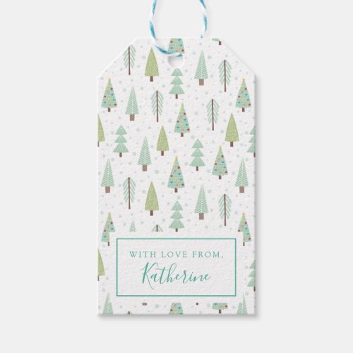 Cute Holiday Tree Pattern Gift Tags