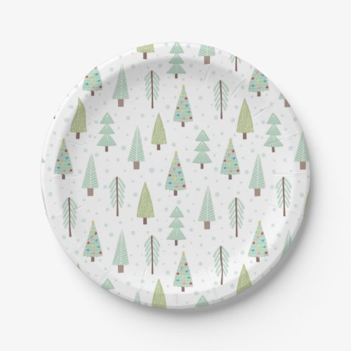 Cute Holiday Tree Pattern Paper Plates