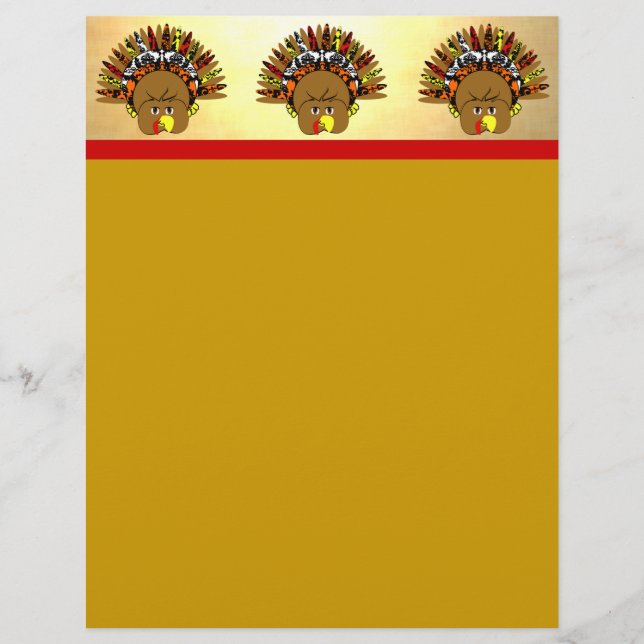Cute Holiday Turkey Letterhead (Front)
