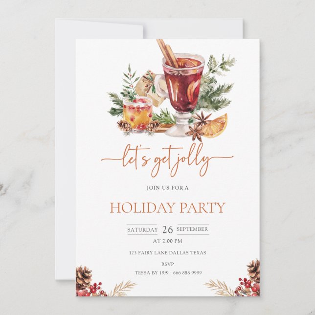 Cute Holiday Watercolor Christmas Party Invitation (Front)