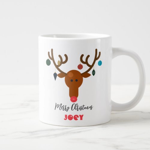 Cute Holiday Whimsical Reindeer Christmas Ball  Giant Coffee Mug