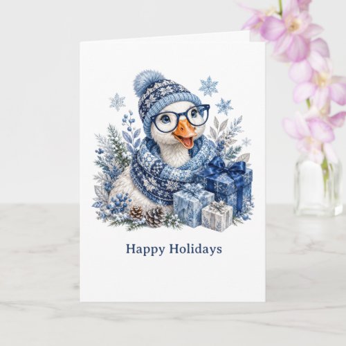 Cute Holiday Winter Christmas Hanukkah Goose Card