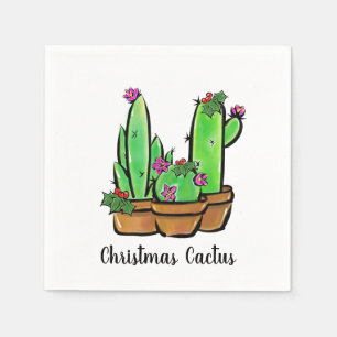 Cute holiday Xmas Cactus cacti succulents Paper Napkins