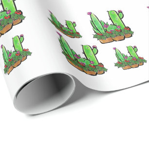 Cute holiday Xmas Cactus cacti succulents  Wrapping Paper