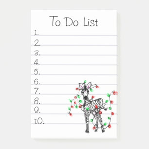 Cute holiday zebra To Do List Post-it Notes
