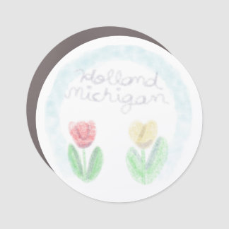 Cute Holland Michigan Tulips in Watercolor Car Magnet