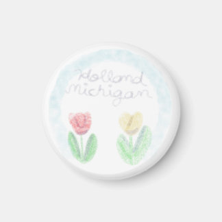 Cute Holland Michigan Tulips in Watercolor Magnet