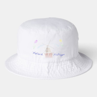 Cute Holland Michigan Windmill in Watercolor Bucket Hat