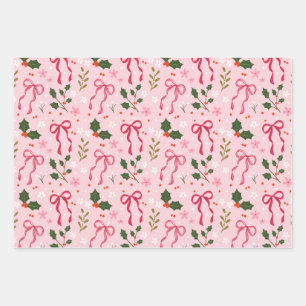 Cute Holly and Bow Wrapping Paper