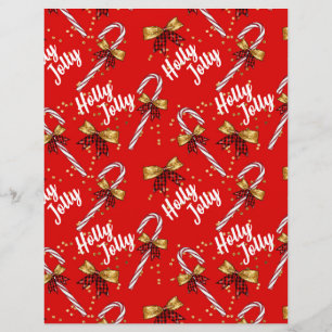 Cute Holly Jolly Christmas Scrapbook Paper