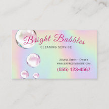 Cute Holographic Bubbles Maid Cleaning Service