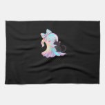 Cute Holographic Ghost Hugging Black Cat Cozy Girl Kitchen Towel