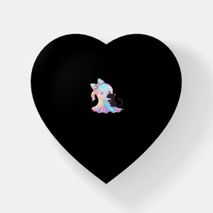 Cute Holographic Ghost Hugging Black Cat Cozy Girl Paperweight