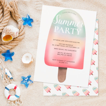 Cute Holographic Ice Cream Gradient Summer Party Invitation by girly_trend at Zazzle