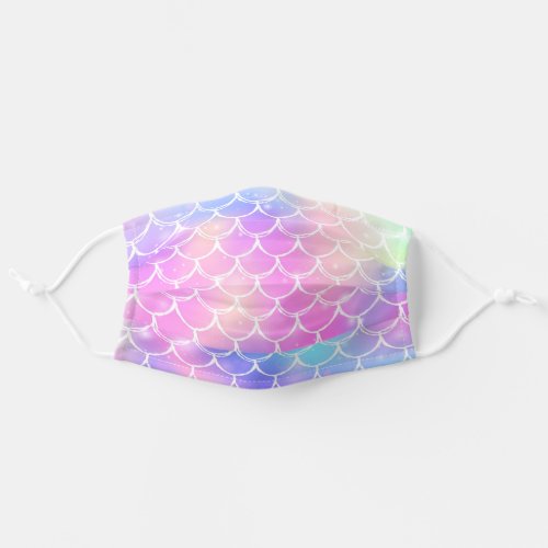 Cute Holographic Iridescent Mermaid Scales Adult Cloth Face Mask