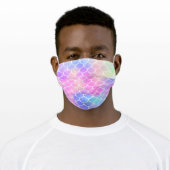 Cute Holographic Iridescent Mermaid Scales Adult Cloth Face Mask (Worn)