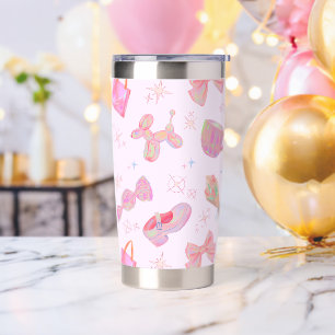 Cute Holographic Pastel Pink Y2K Kitsch Pattern Insulated Tumbler