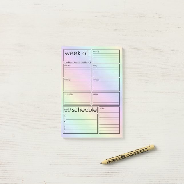 Cute holographic weekly planner Post-it® Notes (On Desk)