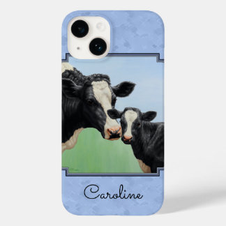 Cute Holstein Calf & Cow Sky Blue Case-Mate iPhone 14 Case