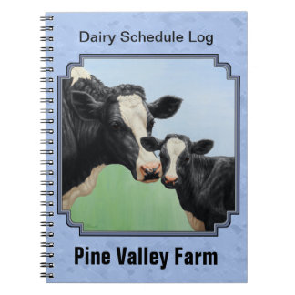 Cute Holstein Calf & Cow Sky Blue Notebook