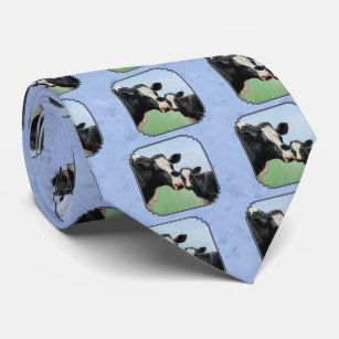 Cute Holstein Calf & Cow Sky Blue Tie