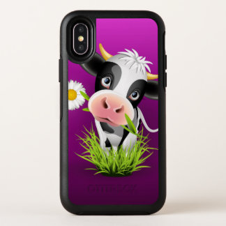 Cute Holstein cow in grass over purple OtterBox Symmetry iPhone XS Case