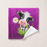 Cute Holstein Cow In Grass Over Purple Wash Cloth at Zazzle