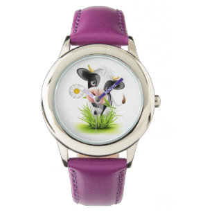 Cute Holstein cow in green grass Watch