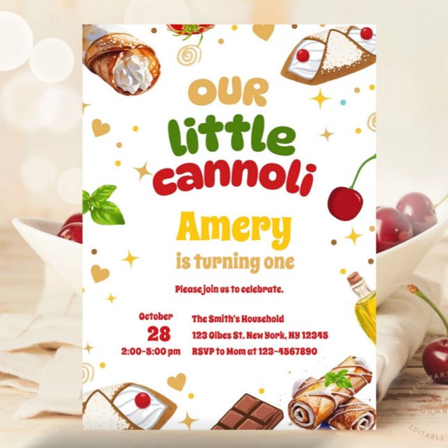 Cute Holy Cannoli Modern Birthday Party Invitation (Creator Uploaded)