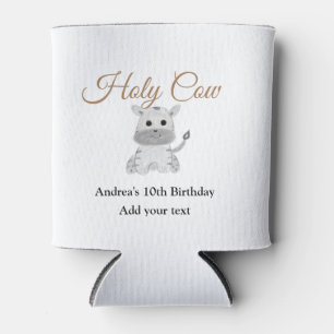 Cute holy cow farm animal birthday add name waterc can cooler