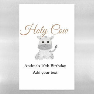 Cute holy cow farm animal birthday add name waterc magnetic dry erase sheet