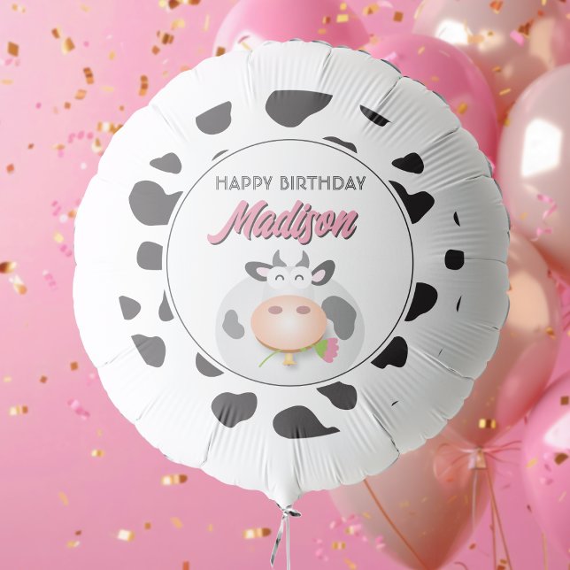 Cute Holy Cow Farm Themed Cow Print Happy Birthday Balloon (Creator Uploaded)