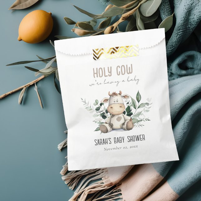 Cute Holy Cow Foliage Pastel Neutral Baby Shower Favor Bag (Creator Uploaded)