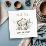 Cute Holy Cow Foliage Pastel Neutral Kids Birthday Napkins<br><div class="desc">If you need any other matching product or customization,  kindly message via Zazzle.</div>