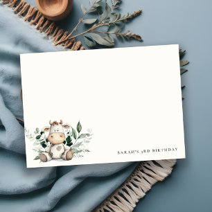 Cute Holy Cow Foliage Pastel Neutral Kids Birthday Note Card