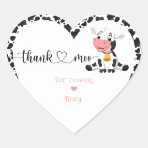 Cute Holy Cow Girl Funny Pink Baby First Birthday Heart Sticker