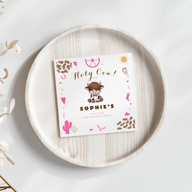 Cute Holy cow highland cow birthday  Napkins (Creator Uploaded)