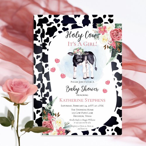 Cute Holy Cow Its A Girl Baby Shower  Invitation
