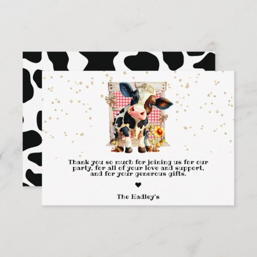 Cute Holy Cow Party Thank You Card
