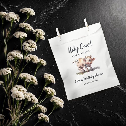 Cute Holy Cow Watercolor Baby Shower Neutral Favor Bag