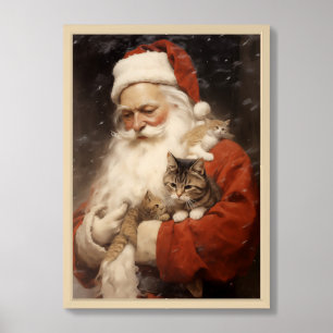 Cute home decor wall art Santa Claus with cats