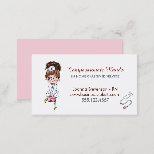 Cute Home Health Care Nurse Service Business Card