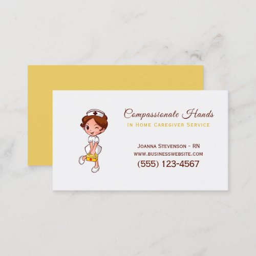 Cute Home Health Care Nurse Service Business Card