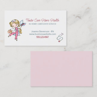 Cute Home Health Care Nurse Service Business Card