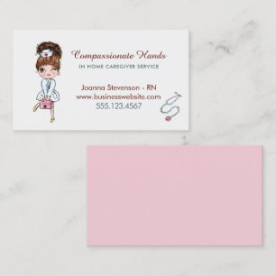 Cute Home Health Care Nurse Service Business Card