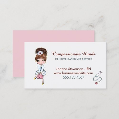 Cute Home Health Care Nurse Service Business Card