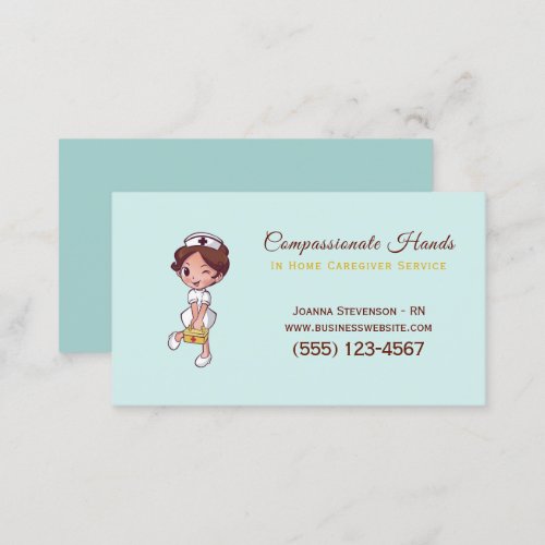 Cute Home Health Care Nurse Service Business Card